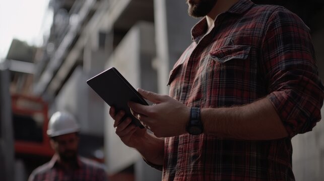 Construction supervisor coordinating team at building site. Featuring leadership and project management