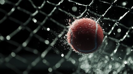 High-speed capture of a tennis ball bouncing into net crisp sports close-up