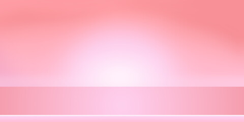 Fototapeta premium Pink gradient background, pink empty room studio used for background. Horizontal mockup product season presentation, product display and shooting. Empty scene platform.