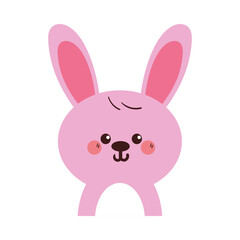 cute drawing pink bunny. cute animal doodle for sticker, icon