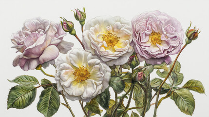 Fototapeta premium Elegant wedding invitation card background . Minimal hand painted watercolor botanical flowers texture template background. Design for wedding, vip cover, poster, rsvp moderncard.Valentine's Day