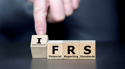 Cubes form the acronym IFRS (International Financial Reporting Standards)