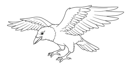 Obraz premium Karasu Three Legged Crow Coloring Page Japanese Mythology Yatagarasu Raven Legend Line Art Illustration Printable