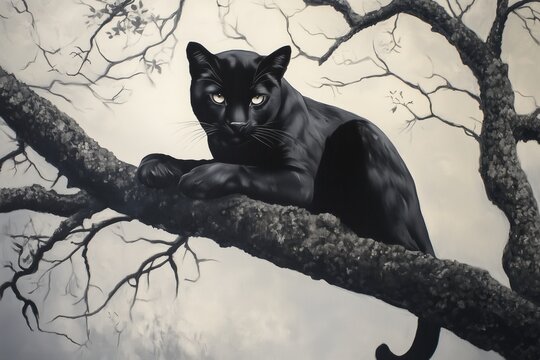 black phanter on tree
