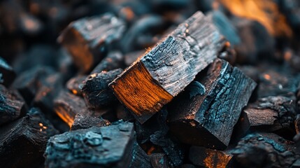 Naklejka premium Natural charcoal pieces creating a textured background