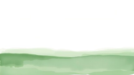 Green Watercolor Landscape with White Sky