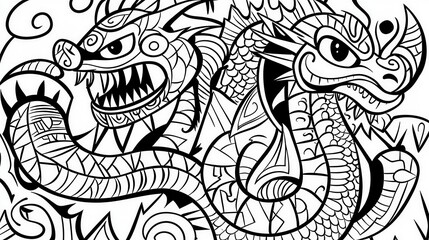 Dragon Illustration with Intricate Patterns