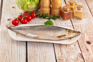 Raw whole salted herring fish