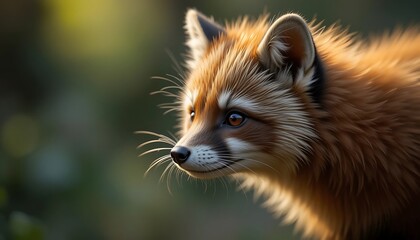 Fox Looking to the Side in Natural Habitat Close-up