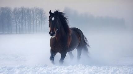 majestic horses snow
