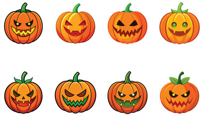 set of halloween pumpkins