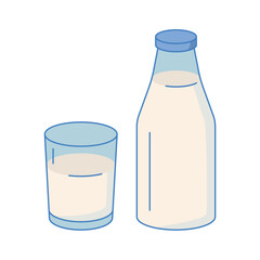 glass and bottle of milk; perfect for dairy-related projects, healthy food designs, kitchen prints, or farm-themed graphics- vector illustration
