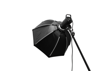 Studio softbox light, Photography lighting equipment with a softbox modifier on a stand.