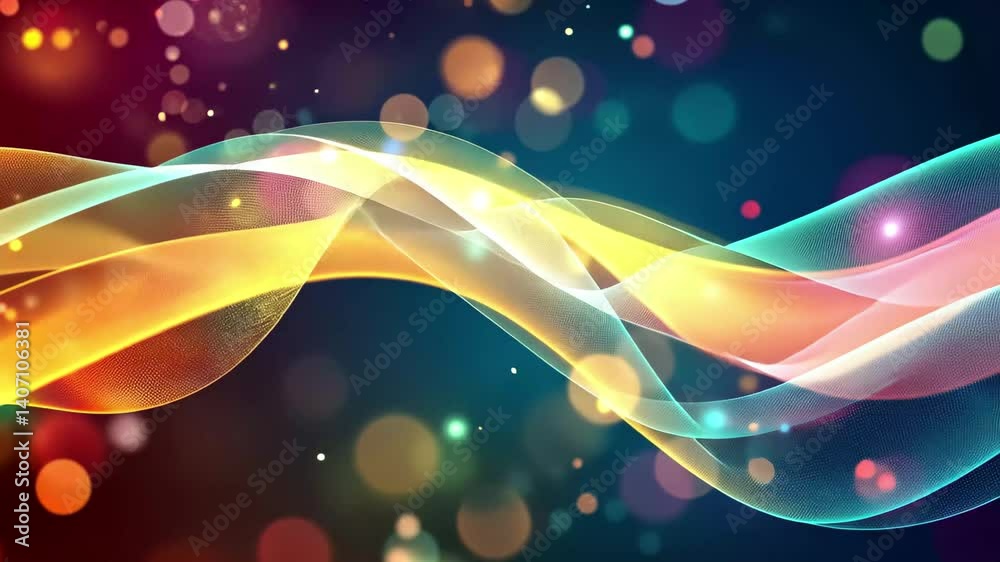 Poster vibrant abstract background with colorful wavy lines and soft bokeh effects in dynamic motion, abstr