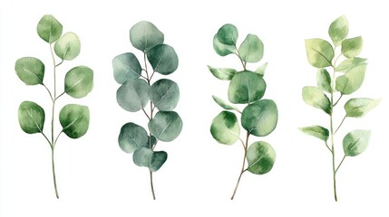 Obraz premium Watercolor Eucalyptus Branches Arrangement