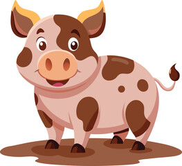 Fototapeta premium Pig smiling in mud