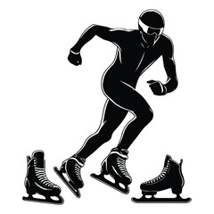 Silhouette Speed Skating vector set on a with white background