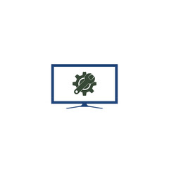 Computer upgrade, system update, PC repair icon isolated on white background