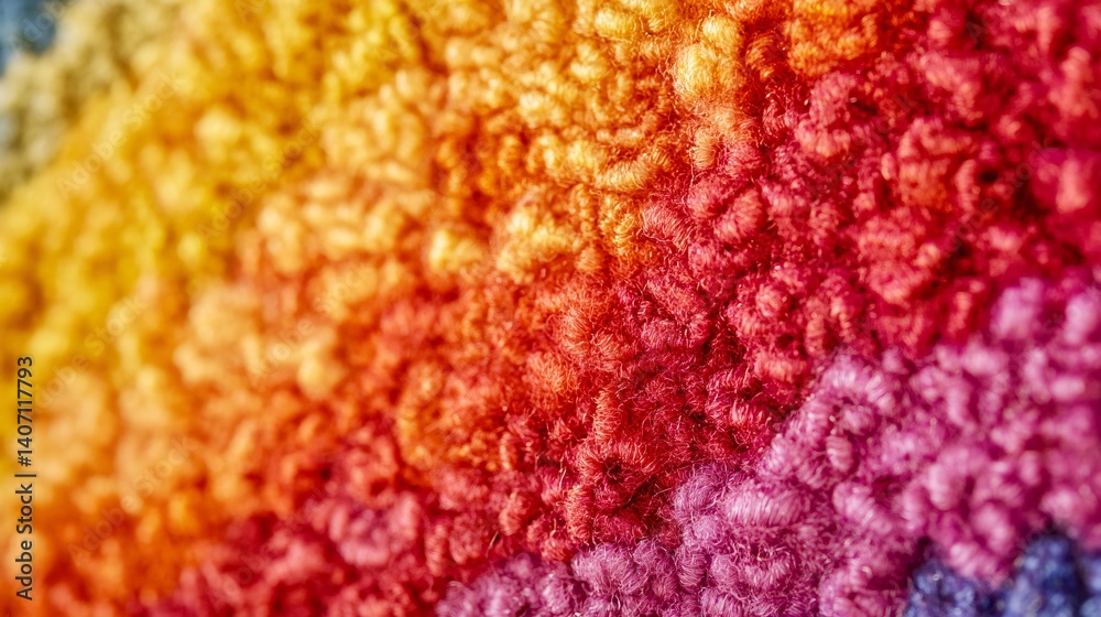 Poster Colorful carpet texture showing warm and vibrant colors creating gradient effect