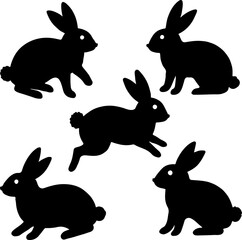 Fototapeta premium rabbit set bundle vector illustration silhouette