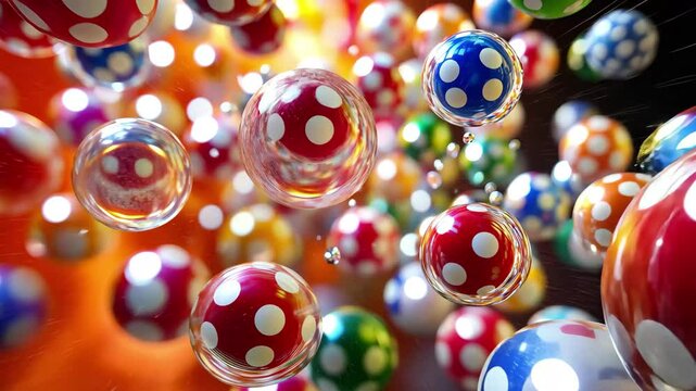 Bingo balls cascade in colorful motion, creating a vibrant atmosphere of playfulness and excitement, Bingo balls in a serene tumble, a harmonious blend of colors and motion, evoking the games spirit