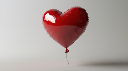 A 3D-rendered heart-shaped balloon floating, isolated on white