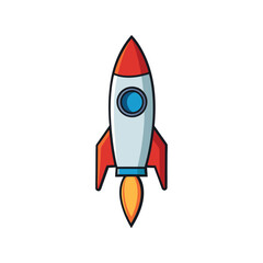 Starship Vector Illustration – Futuristic Spacecraft Icon in Flat Style for Sci-Fi Games, Space Exploration Posters, and Tech Branding