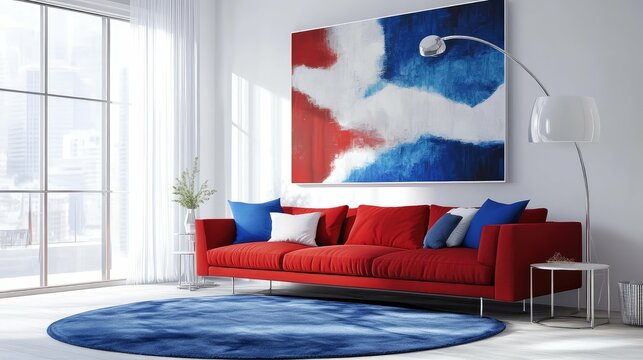 living red white and blue design