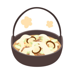 おっきりこみ（おきりこみ）。フラットなベクターイラスト。
Okkirikomi. Flat vector illustration.