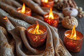 Captivating Textured Linens with Enchanting Flames for Warm Decor