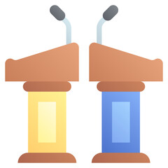 Debate. Editable vector icon, coloured.