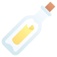 Message in a bottle. Editable vector icon, coloured.