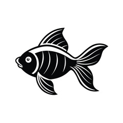 Goldfish silhouette on white background