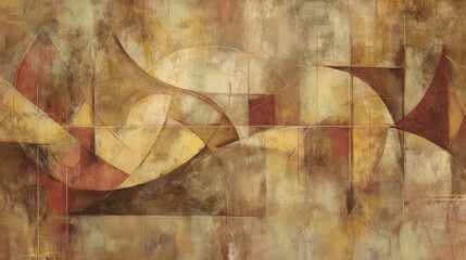 Abstract Geometric Pattern with Earth Tones and Curved Shapes