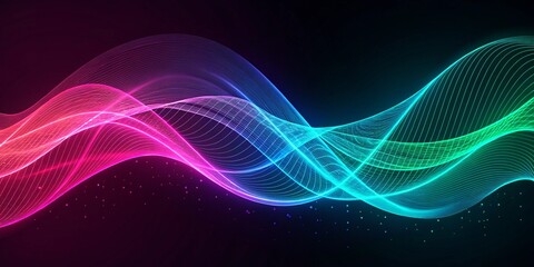 Holographic Neon Fluid Waves. Abstract background on black