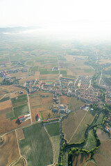 Aerial Photography of Wine Country in La Rioja from a Hot Air Balloon