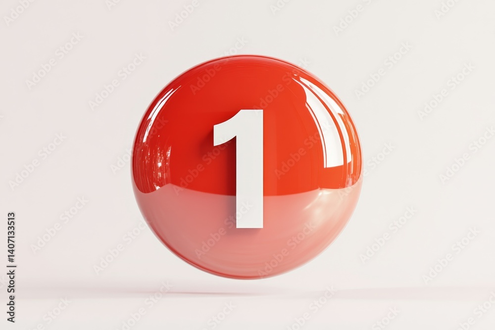 Poster modern minimalist 3d notification badge with red and white design for user interface