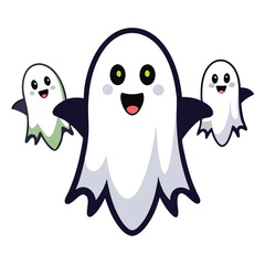 Halloween ghosts isolated clipart on white background