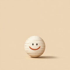 Smiling Textured Sphere on Beige Background