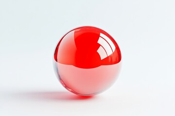 Glossy red transparent sphere on white background for modern design concepts