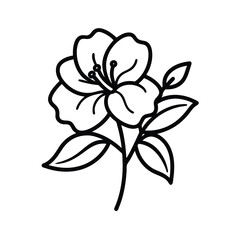 Azalea flower line art on white background