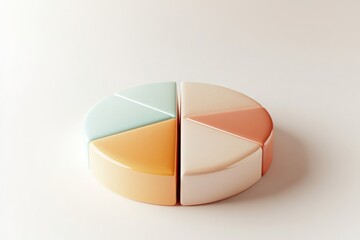 Fototapeta premium Minimalistic pastel 3d pie chart icon for data visualization and infographics