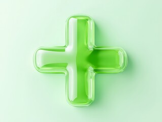 Obraz premium Bright green medical cross icon for healthcare and medical design