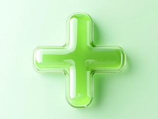 Obraz premium Bright green medical cross icon for healthcare and pharmacy design