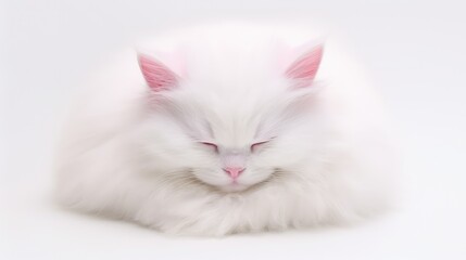 curl sleeping cat white background
