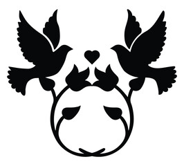Birds  silhouettes  with heart  illustration vector design. 