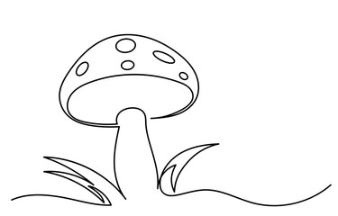 Continuous line drawing of Mushroom.One line Champignon vector background.Edible autumn harvest  Nature food vector illustration.mushroom clean with delicious taste vegetable.