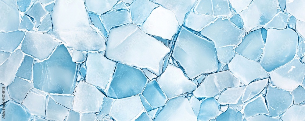 Poster ice floe breaking into pieces, creating beautiful frozen texture