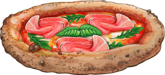 Watercolor hand drawn italian food