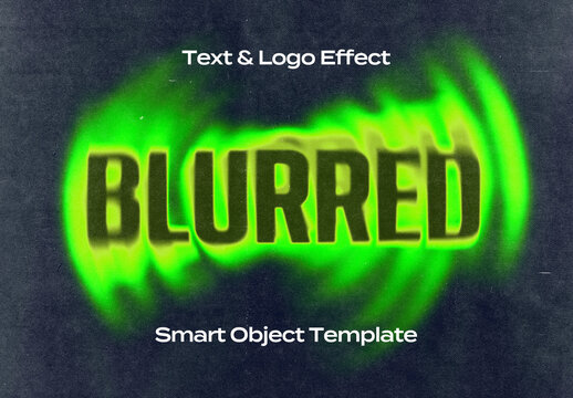 Blured Motion Black Text Logo Style Effect Mockup Logotype Template Shape